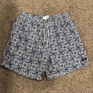 Men’s Blue and White Patterned Swimsuit (Medium)